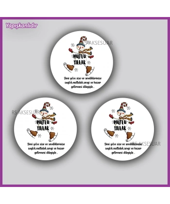 15 adet 5 cm Yılbaşı Etiketi