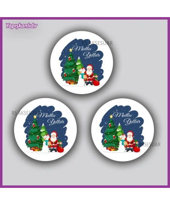 15 adet 5 cm Yılbaşı - Yeni Yıl Etiketi