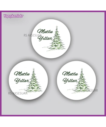 15 adet 5 cm Yılbaşı - Yeni Yıl Etiketi