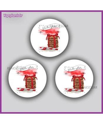 15 adet 5 cm Yılbaşı - Yeni Yıl Etiketi