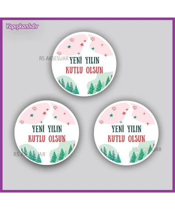 15 adet 5 cm Yılbaşı - Yeni Yıl Etiketi