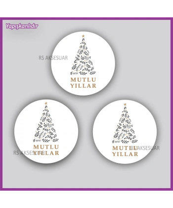 15 adet 5 cm Yılbaşı - Yeni Yıl Etiketi