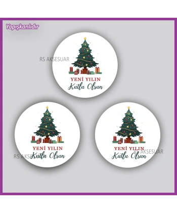15 adet 5 cm Yılbaşı - Yeni Yıl Etiketi