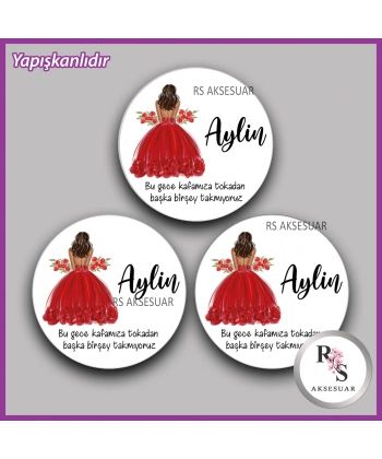 15 Adet - 5 cm Yuvarlak Yapışkanlı İsim Etiketi - Sticker