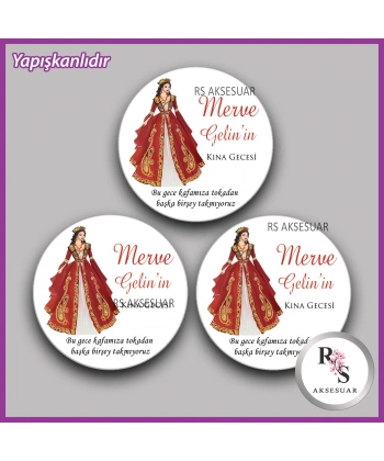 15 Adet - 5 cm Yuvarlak Yapışkanlı İsim Etiketi - Sticker