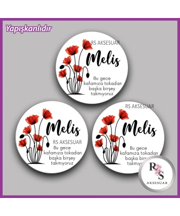 15 Adet - 5 cm Yuvarlak Yapışkanlı İsim Etiketi - Sticker