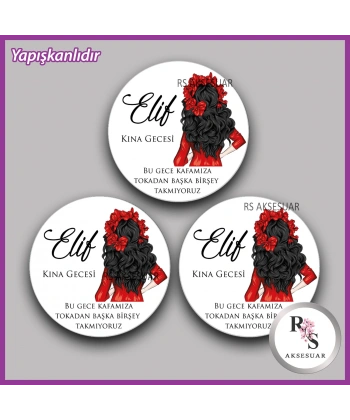 15 Adet - 5 cm Yuvarlak Yapışkanlı İsim Etiketi - Sticker