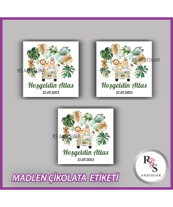 48 Adet - Bebek Çikolata İsim Etiketi - Sticker - CE02