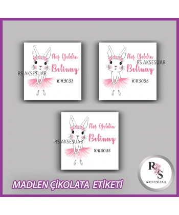48 Adet - Bebek Çikolata İsim Etiketi - Sticker - CE03