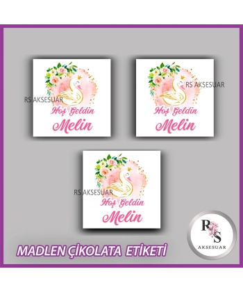 48 Adet - Bebek Çikolata İsim Etiketi - Sticker - CE04