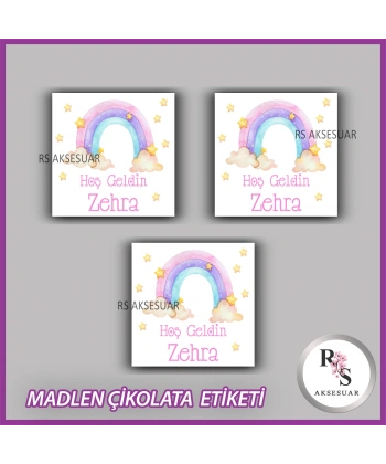 48 Adet - Bebek Çikolata İsim Etiketi - Sticker - CE06