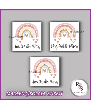 48 Adet - Bebek Çikolata İsim Etiketi - Sticker - CE07