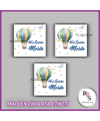 48 Adet - Bebek Çikolata İsim Etiketi - Sticker - CE09