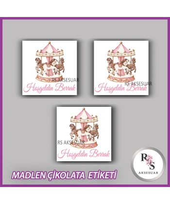 48 Adet - Bebek Çikolata İsim Etiketi - Sticker - CE13