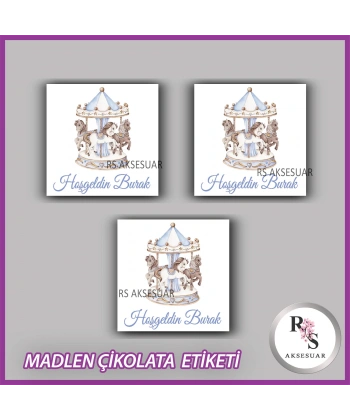 48 Adet - Bebek Çikolata İsim Etiketi - Sticker - CE14