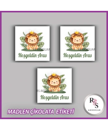 48 Adet - Yenidoğan Bebek Çikolata İsim Etiketi - Sticker - CE20