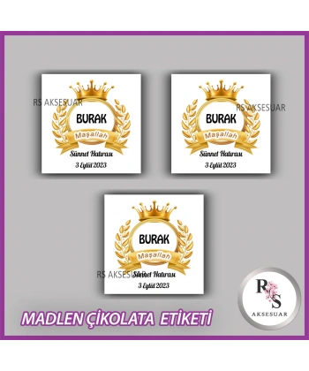 48 Adet - Sünnet Çikolata İsim Etiketi - Sticker - CE21