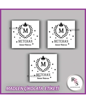 48 Adet - Sünnet Çikolata İsim Etiketi - Sticker - CE22