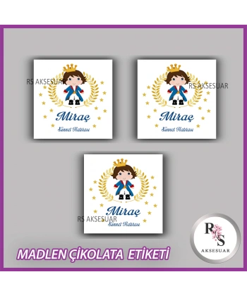 48 Adet - Sünnet Çikolata İsim Etiketi - Sticker - CE23