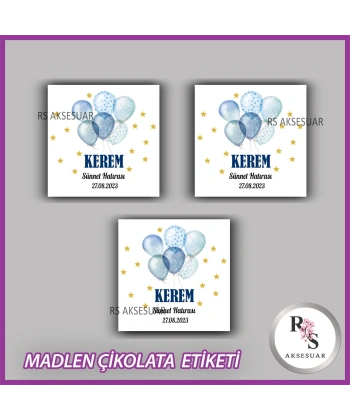 48 Adet - Sünnet Çikolata İsim Etiketi - Sticker - CE24