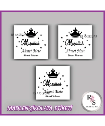 48 Adet - Sünnet Çikolata İsim Etiketi - Sticker - CE26