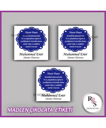 48 Adet - Sünnet Çikolata İsim Etiketi - Sticker - CE29