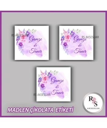 48 Adet - Nikah Nişan Söz Çikolata İsim Etiketi - Sticker - CE30