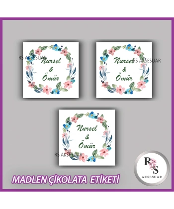 48 Adet - Nikah Nişan Söz Çikolata İsim Etiketi - Sticker - CE31