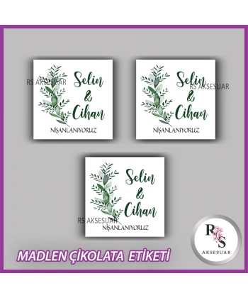 48 Adet - Nikah Nişan Söz Çikolata İsim Etiketi - Sticker - CE32