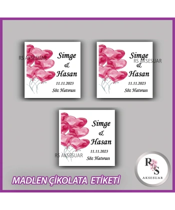 48 Adet - Nikah Nişan Söz Çikolata İsim Etiketi - Sticker - CE33