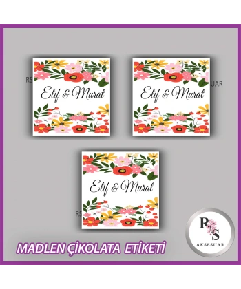 48 Adet - Nikah Nişan Söz Çikolata İsim Etiketi - Sticker - CE36