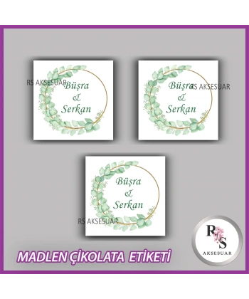 48 Adet - Nikah Nişan Söz Çikolata İsim Etiketi - Sticker - CE37