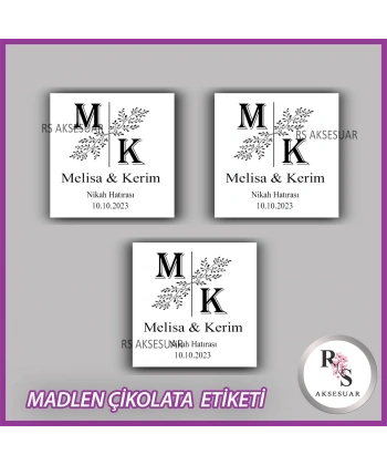 48 Adet - Nikah Nişan Söz Çikolata İsim Etiketi - Sticker - CE38