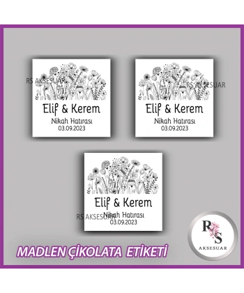 48 Adet - Nikah Nişan Söz Çikolata İsim Etiketi - Sticker - CE39