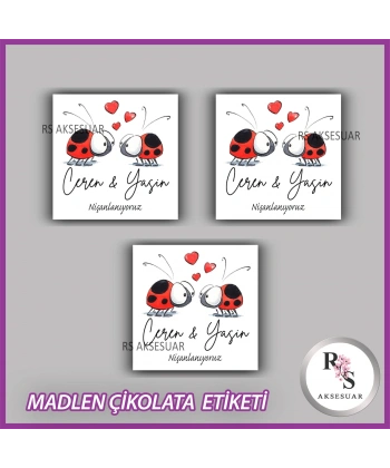 48 Adet - Nikah Nişan Söz Çikolata İsim Etiketi - Sticker - CE42