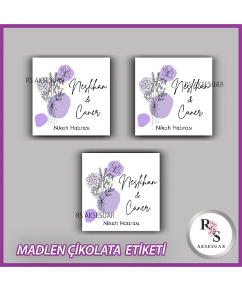 48 Adet - Nikah Nişan Söz Çikolata İsim Etiketi - Sticker - CE43