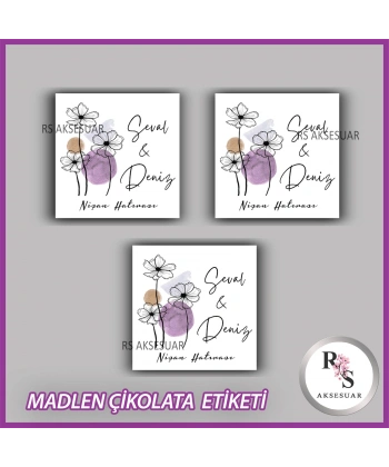 48 Adet - Nikah Nişan Söz Çikolata İsim Etiketi - Sticker - CE45