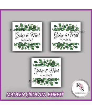 48 Adet - Nikah Nişan Söz Çikolata İsim Etiketi - Sticker - CE46