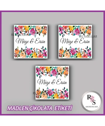 48 Adet - Nikah Nişan Söz Çikolata İsim Etiketi - Sticker - CE48