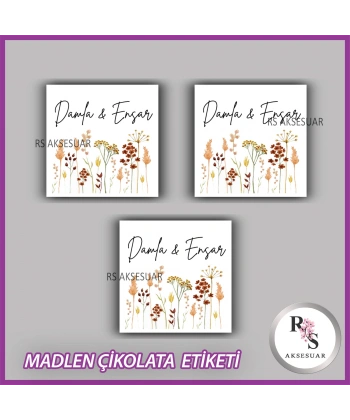 48 Adet - Nikah Nişan Söz Çikolata İsim Etiketi - Sticker - CE50
