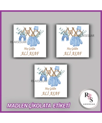 48 Adet - Bebek Çikolata İsim Etiketi - Sticker - CE01