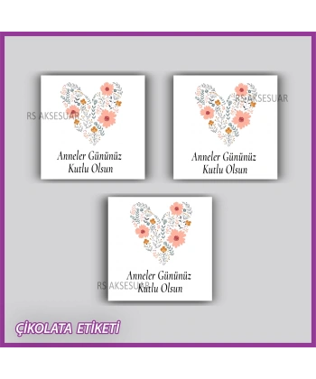 48 adet - Anneler Günü Hediyelik Çikolata Etiketi