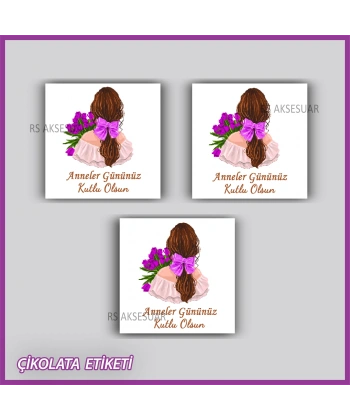 48 adet - Anneler Günü Hediyelik Çikolata Etiketi