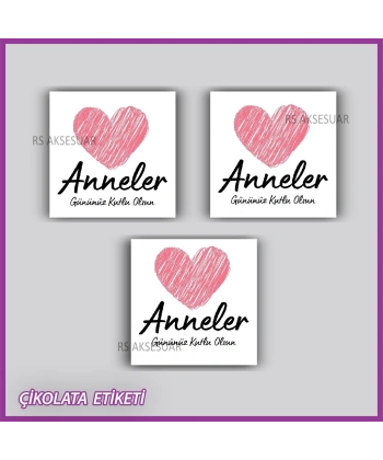 48 adet - Anneler Günü Hediyelik Çikolata Etiketi