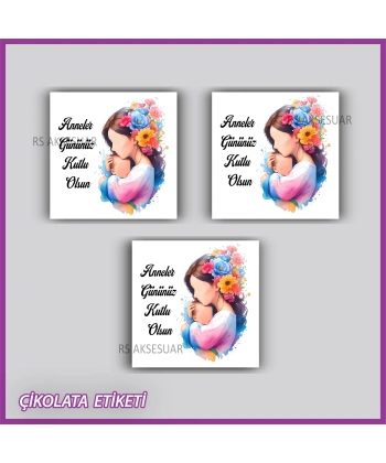 48 adet - Anneler Günü Hediyelik Çikolata Etiketi