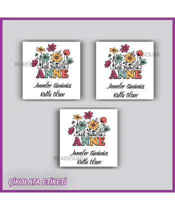 48 adet - Anneler Günü Hediyelik Çikolata Etiketi
