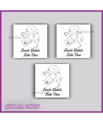 48 adet - Anneler Günü Hediyelik Çikolata Etiketi