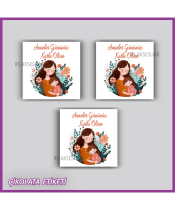 48 adet - Anneler Günü Hediyelik Çikolata Etiketi