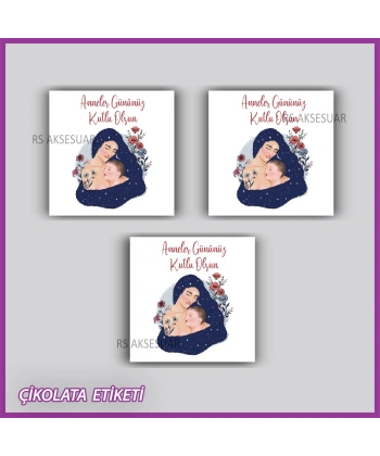 48 adet - Anneler Günü Hediyelik Çikolata Etiketi