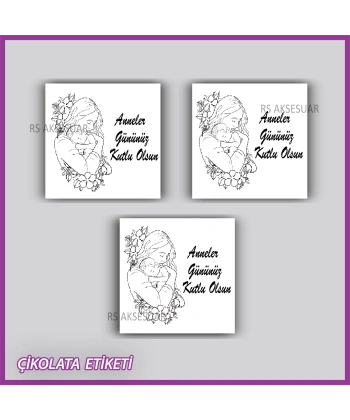 48 adet - Anneler Günü Hediyelik Çikolata Etiketi